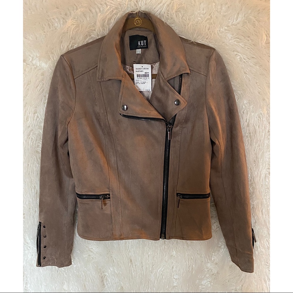 NWT Kut from the Kloth Eveline Vegan Suede Moto Jacket - Size XS - Buff - Picture 8 of 8